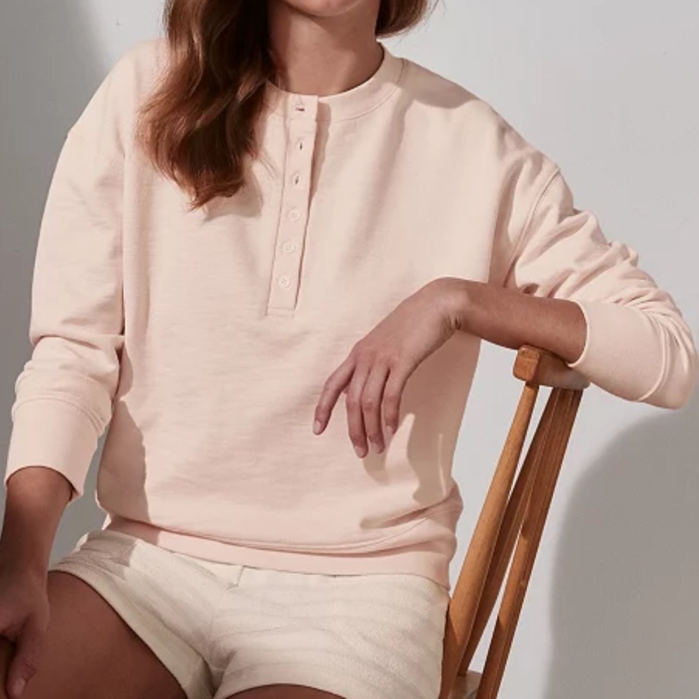 COPY - NWT The White Company Organic-Cotton Slub Button-Placket Sweatshirt XL - Picture 3 of 6